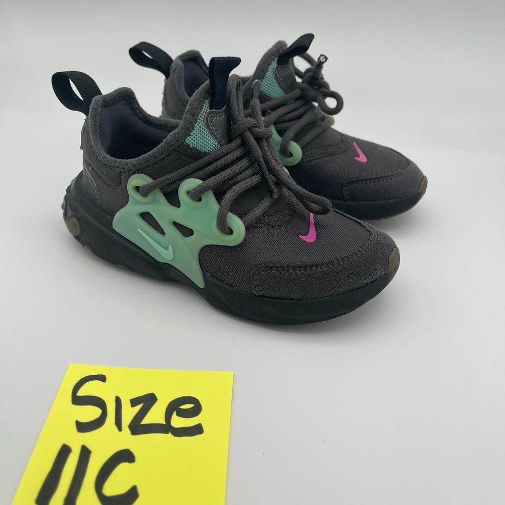 Kids Gray and Pink Nike Presto Athletic Shoes